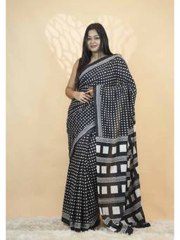 Isadora Life - Black Polka Dot Printed Ready To Wear Saree
