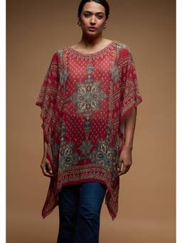 Nirraamyaa - Pink Printed Kaftan Kurti
