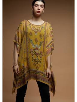 Nirraamyaa - Mustard Printed Kaftan Kurti
