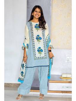 Pink Tree - Blue Mughal Farshi Salwar and Kurta