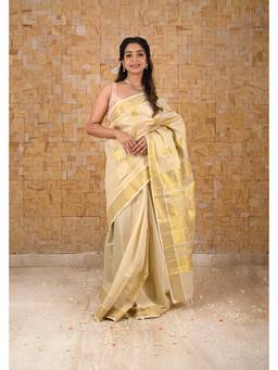 Isadora Life - Beige Tissue Cotton Saree