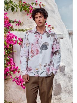 Snitch - White Cotton Collar Neck Regular Full Sleeves Shirt