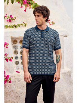 Snitch - Navy Blue Cotton Collar Neck Regular Half Sleeves Polo T-Shirt