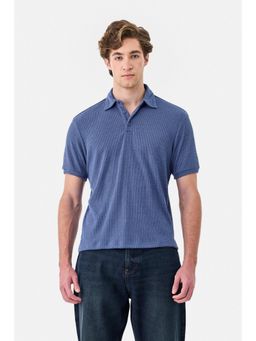 Snitch - Blue Polyester Blend Collar Neck Regular Half Sleeves Polo T-Shirt