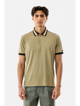 Snitch - Beige Nylon Collar Neck Regular Half Sleeves Polo T-Shirt