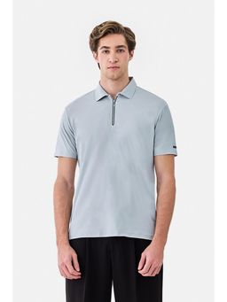 Snitch - Grey Nylon Collar Neck Regular Half Sleeves Polo T-Shirt