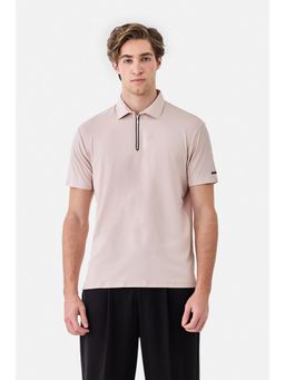 Snitch - Pink Nylon Collar Neck Regular Half Sleeves Polo T-Shirt