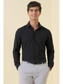 Allen Solly - Black Nylon Collar Neck Regular Full Sleeves Shirt