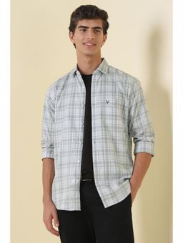 Allen Solly - Grey Cotton Collar Neck Regular Full Sleeves Shirt