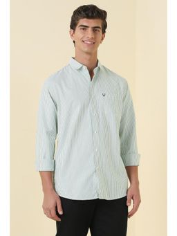 Allen Solly - Green Cotton Collar Neck Regular Full Sleeves Shirt