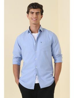 Allen Solly - Blue Cotton Collar Neck Regular Full Sleeves Shirt