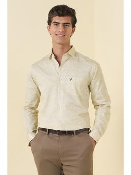 Allen Solly - Beige Cotton Collar Neck Regular Full Sleeves Shirt