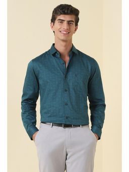 Allen Solly - Blue Cotton Collar Neck Regular Full Sleeves Shirt