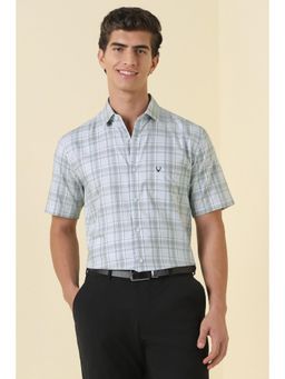 Allen Solly - Grey Cotton Collar Neck Regular Half Sleeves Shirt