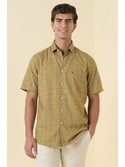 Allen Solly - Beige Cotton Collar Neck Regular Half Sleeves Shirt