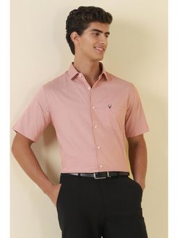 Allen Solly - Peach Cotton Collar Neck Regular Full Sleeves Shirt