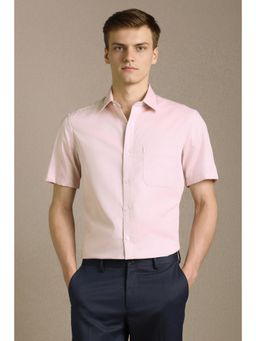 Louis Philippe - Pink Cotton Collar Neck Regular Half Sleeves Shirt