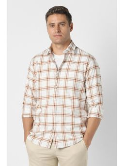 Peter England - White Cotton Collar Neck Regular Full Sleeves Shirt