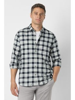 Peter England - Black Cotton Collar Neck Regular Full Sleeves Shirt