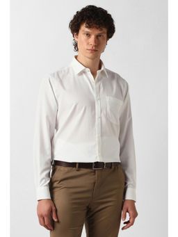 Van Heusen - White Cotton Collar Neck Regular Full Sleeves Shirt