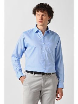 Van Heusen - Blue Cotton Collar Neck Regular Full Sleeves Shirt