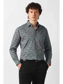 Van Heusen - Green Cotton Collar Neck Regular Full Sleeves Shirt