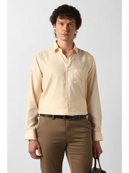 Van Heusen - Cream Cotton Collar Neck Regular Full Sleeves Shirt