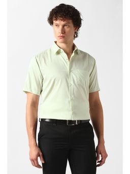 Van Heusen - Green Cotton Collar Neck Regular Half Sleeves Shirt