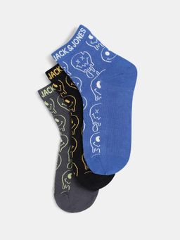 Jack & Jones - Men Multi-Color Printed Ankle Length Socks (Pack of 3)