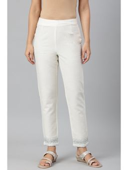 W - Lily White Cotton Blend Slim Pants