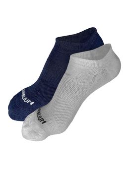 Heelium - Bamboo Zero Ankle Socks for Men - Odour Free - 2 Pairs - Light Grey - Navy Blue