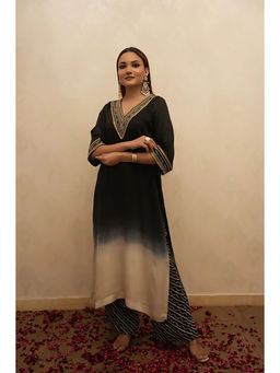 Studio Chiraiya - Black Ombre Kurta with Palazzo (Set of 2)