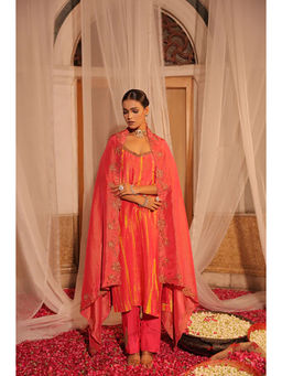 Studio Chiraiya - Vibrant Pink Soft Tissue Kurta with Pant and Dupatta (Set of 3)