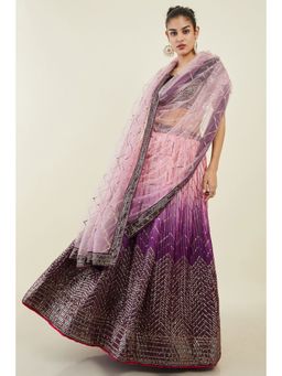 Soch - Women Purple Georgette Ombre Unstitch Lehenga with Sequins Embellishments (Set of 3)