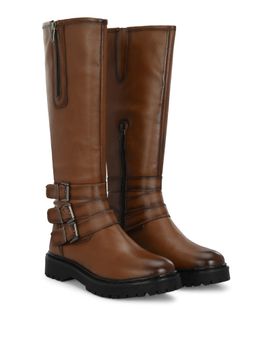 Delize - Tan Womens Vegan Leather Casual Western Knee Boots