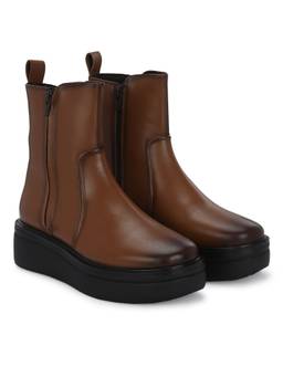 Delize - Womens Solid Tan Ankle Length Boots