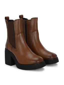 Delize - Tan Womens Vegan Leather Chelsea Western Ankle Boots