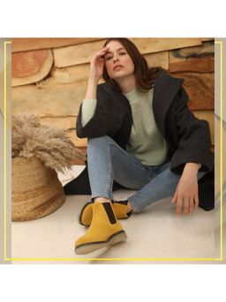 Saint G - Solid Yellow Suede Leather Chelsea Boots