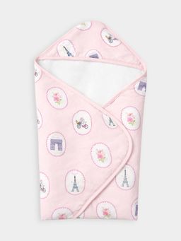 Mi Arcus - Pink Printed Cotton Hooded Towel for Baby Girls