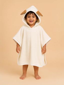 Mi Arcus - Cream Solid Cotton Hooded Towel for Kids