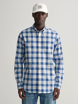 GANT - Men Blue Regular Oxford Check Shirt