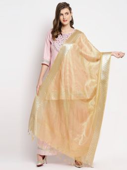 Dupatta Bazaar - Womens Antique Gold Tissue Silk Banarasi Dupatta