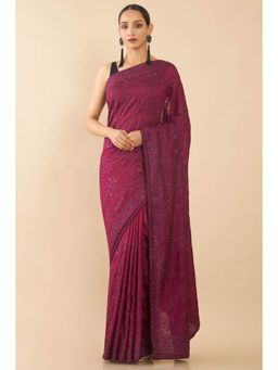 Soch - Purple Georgette Embroidered with Unstitched (Set of 2)