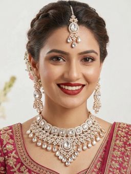 NUI - Womens Gold Plated Stone Studded Jewellery Set