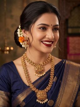 NUI - Womens Gold Plated Temple Jewellery Set