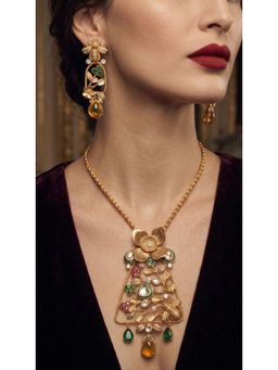 NUI - Womens Gold Plated Cubic Zirconia Elegant Jewellery Set