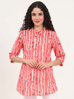 Divena - Pink Printed Cotton Top