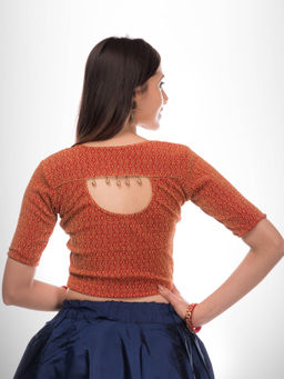 BINDIGASM'S ADVI - Tanisi Zari Handmade Latkan Detail Back Red Stretchable Slip On Blouse