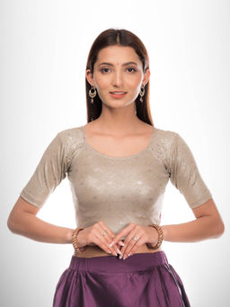 BINDIGASM'S ADVI - Silver Sweety Embellished Metallic Stretchable Slip On Blouse