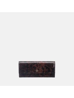 Gioia - Faux Python Snap Button Wallet Brown